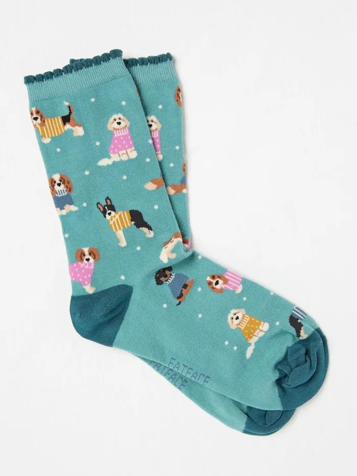 Women Socks and Tights Fat Face Green Dog In Lights Socks 1 Pack