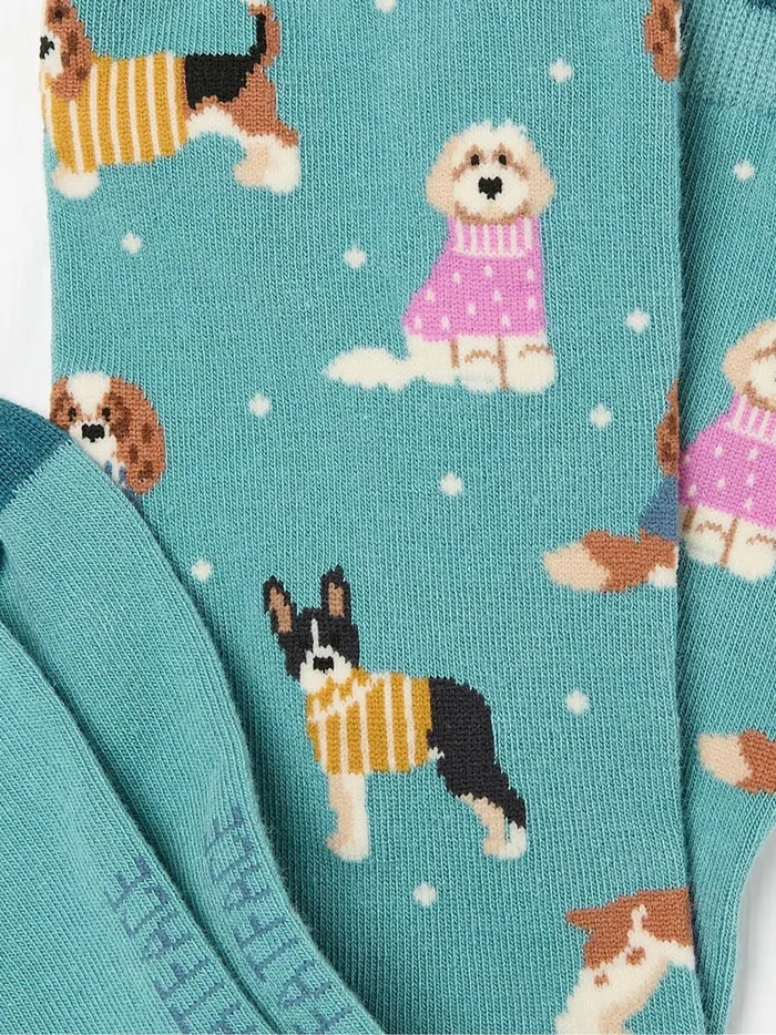Women Socks and Tights Fat Face Green Dog In Lights Socks 1 Pack