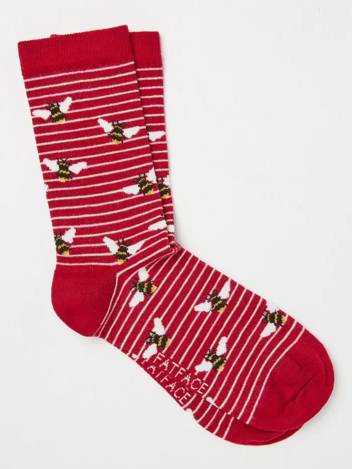 Women Socks and Tights Fat Face Red Bee Stripe Socks 1 Pack