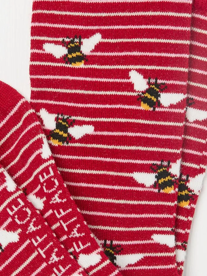 Women Socks and Tights Fat Face Red Bee Stripe Socks 1 Pack Women Socks and Tights Fat Face Red Bee Stripe Socks 1 Pack