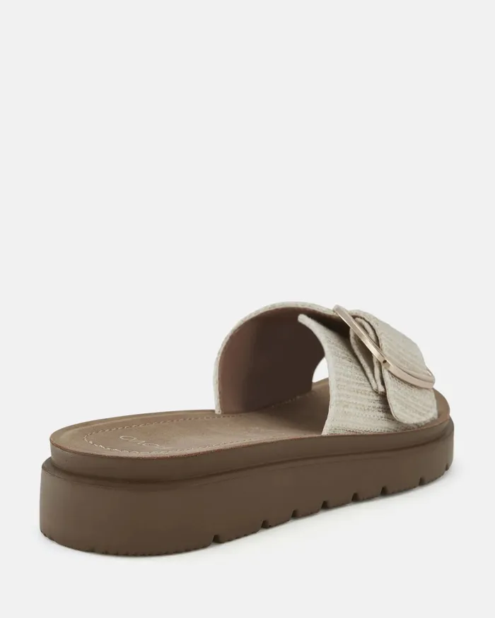 Women STORI METALLIC LINEN Flatform Slides NOVO Shoes