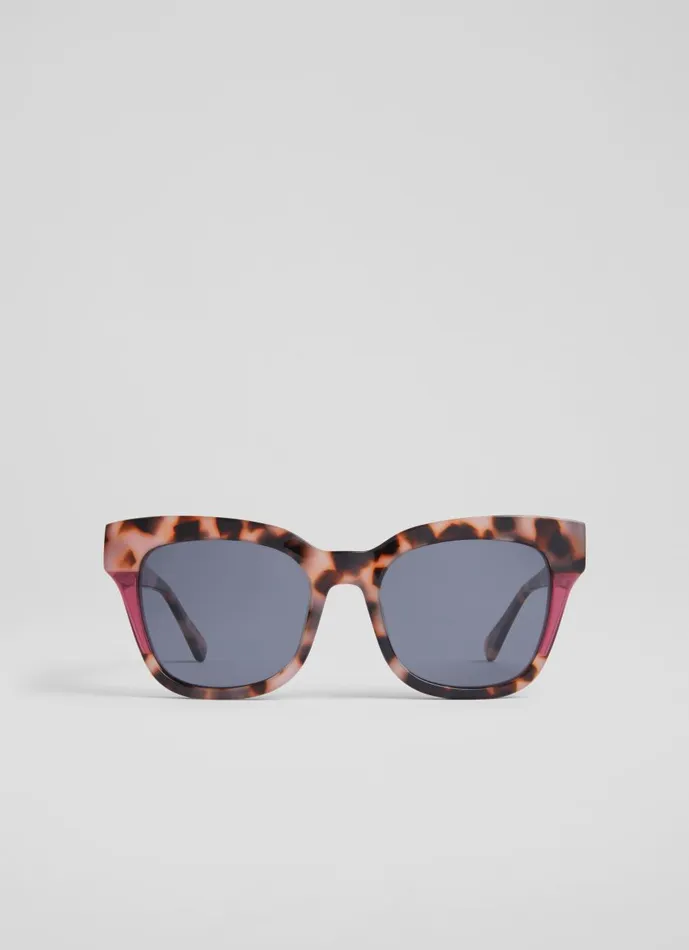 Women Sunglasses LKBennett Sabella Pink TortoiseEffect Acetate Sunglasses