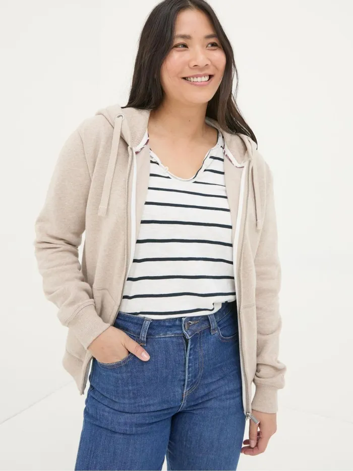 Women Sweatshirts and Hoodies Fat Face Amy Oatmeal Zip Through Hoodie