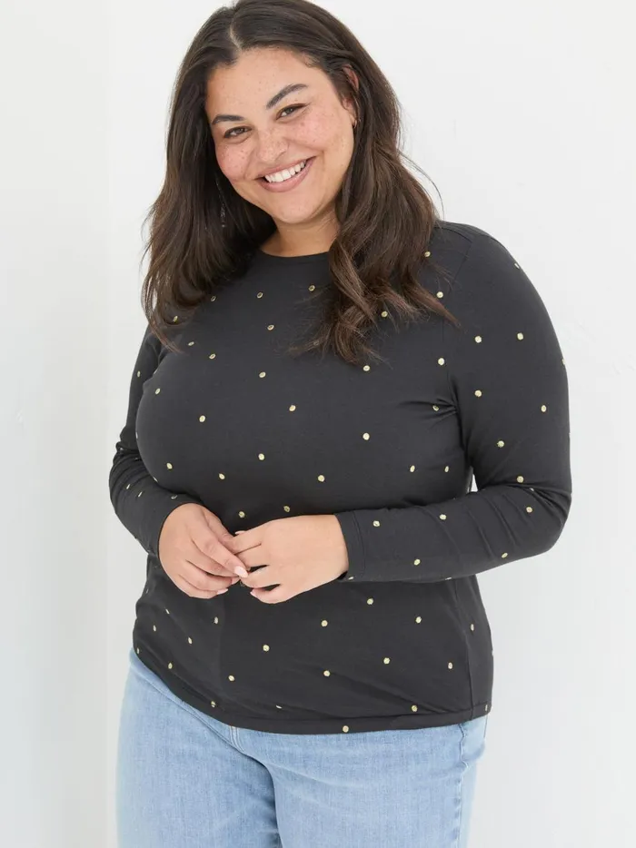 Women Tops and TShirts Fat Face Black Bree Spot Top