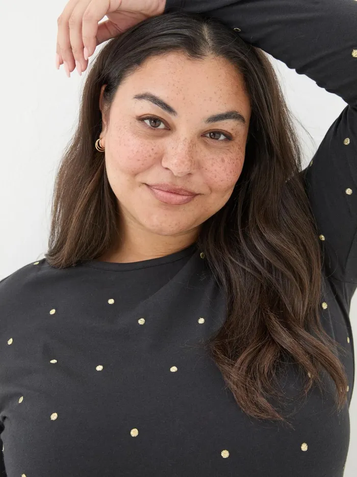 Women Tops and TShirts Fat Face Black Bree Spot Top