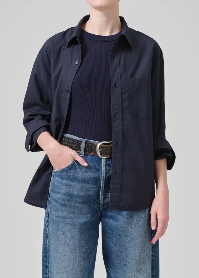 Women Tops Citizens Of Humanity Kayla Shrunken Shirt In Navy