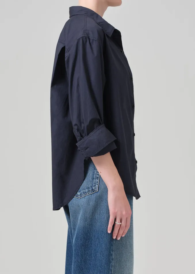 Women Tops Citizens Of Humanity Kayla Shrunken Shirt In Navy