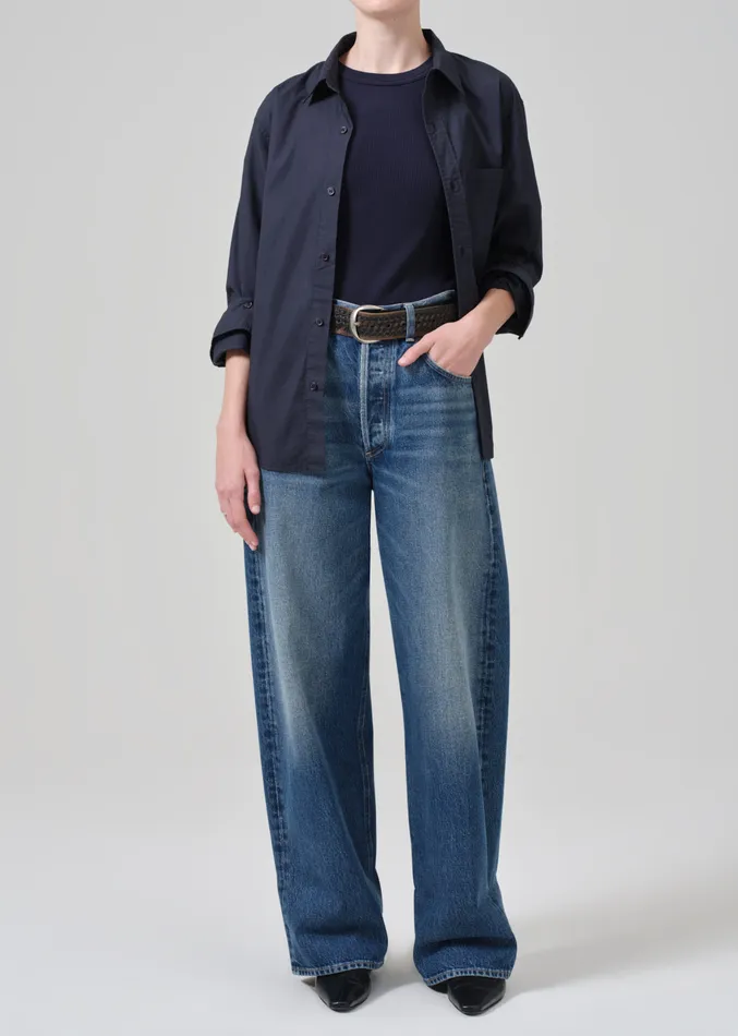 Women Tops Citizens Of Humanity Kayla Shrunken Shirt In Navy