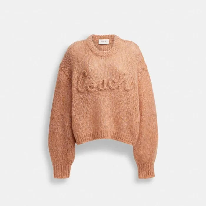 Women Tops Coach Tonal Braided Seasonal Sweater Pinkmulti