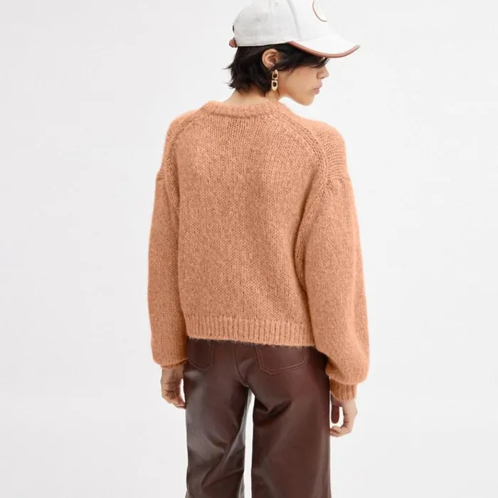 Women Tops Coach Tonal Braided Seasonal Sweater Pinkmulti