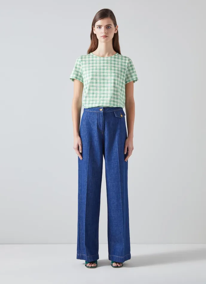 Women Tops LKBennett Calder Gingham Check Organic Cotton TShirt Cream Women Tops LKBennett Calder Gingham Check Organic Cotton TShirt Cream