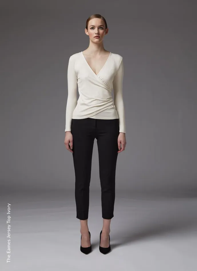 Women Tops LKBennett Eames Ivory Jersey Wrap Top Ivory