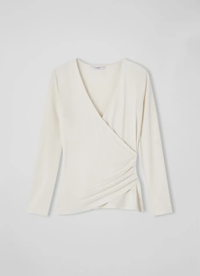 Women Tops LKBennett Eames Ivory Jersey Wrap Top Ivory Women Tops LKBennett Eames Ivory Jersey Wrap Top Ivory