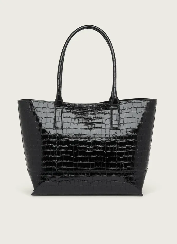 Women Tote Bags LKBennett Lacey Black CrocEffect Leather Tote Bag Women Tote Bags LKBennett Lacey Black CrocEffect Leather Tote Bag
