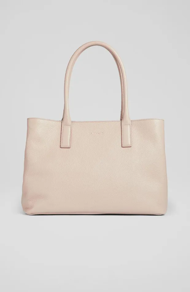 Women Tote Bags LKBennett Lillian Taupe Grainy Leather Tote Bag