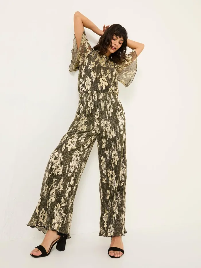 Women Trousers and Leggings Fat Face Black Octavia Foil Plisse Trousers