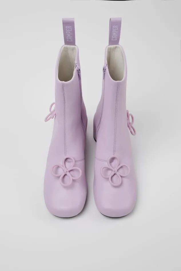 Women Twins Purple Leather Boots Camper Ankle Boots Women Twins Purple Leather Boots Camper Ankle Boots