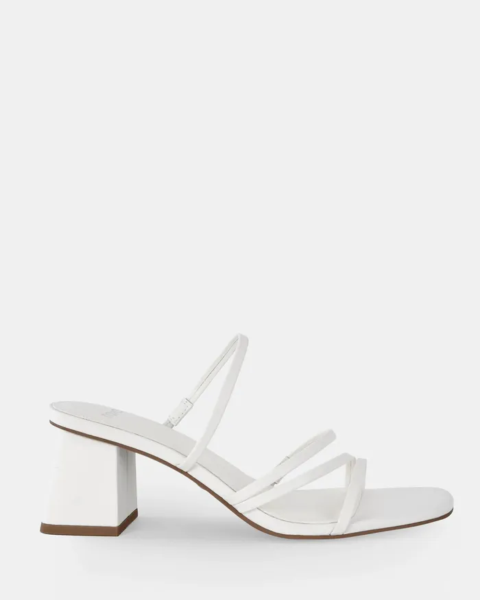 Women UNATHI WHITE Mules Block Heels NOVO Shoes