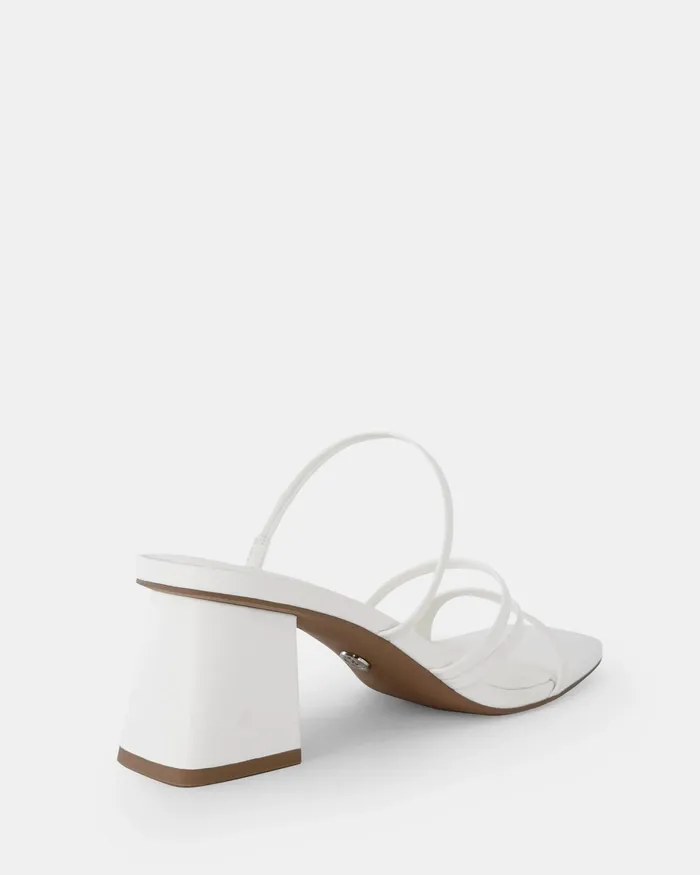 Women UNATHI WHITE Mules Block Heels NOVO Shoes