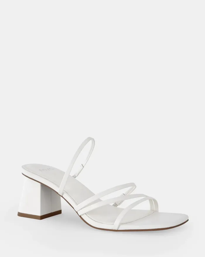 Women UNATHI WHITE Mules Block Heels NOVO Shoes