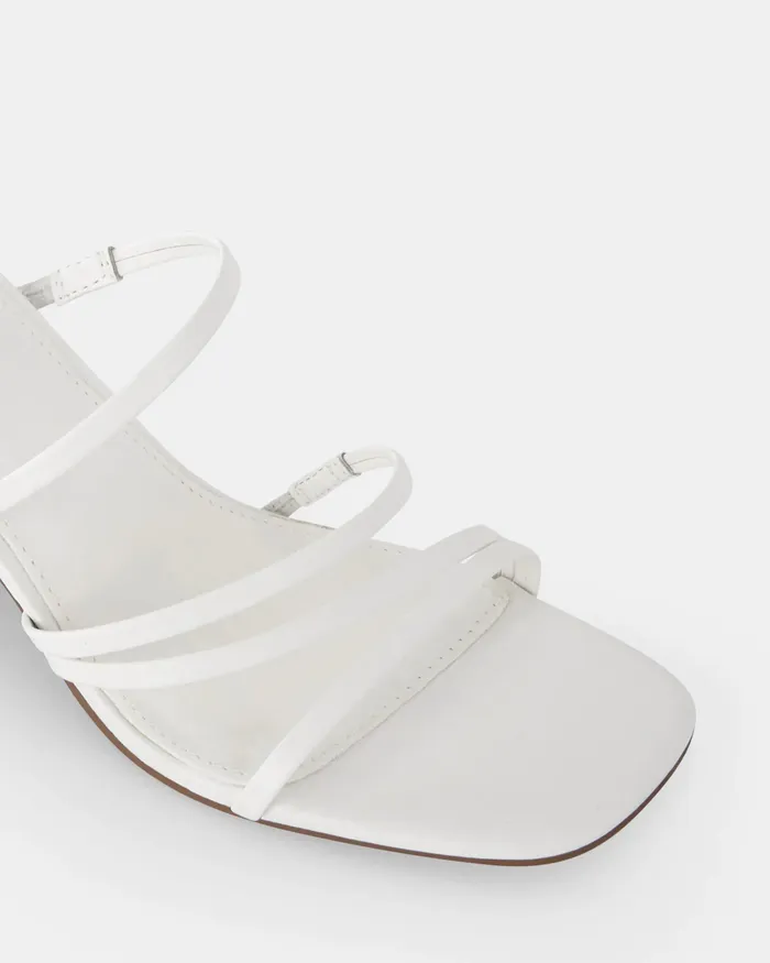 Women UNATHI WHITE Mules Block Heels NOVO Shoes