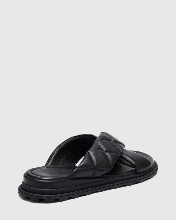 Women VIOLETTE BLACK Flatform Slides NOVO Shoes