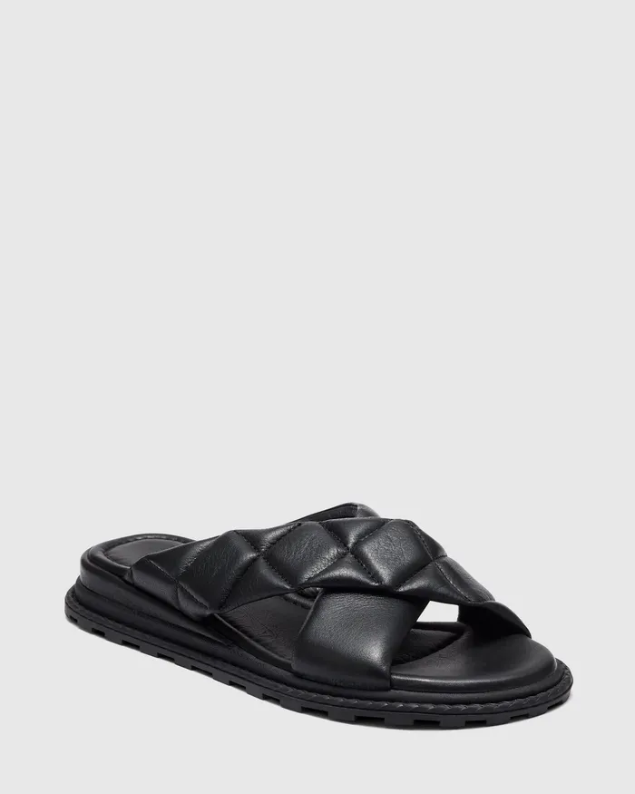 Women VIOLETTE BLACK Flatform Slides NOVO Shoes