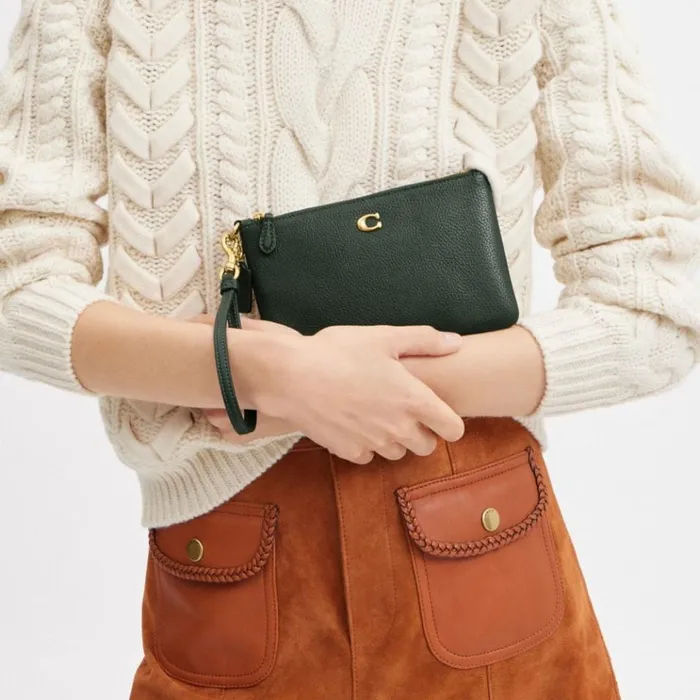 Women Wristlets Coach Small Wristlet Brassamazon Green