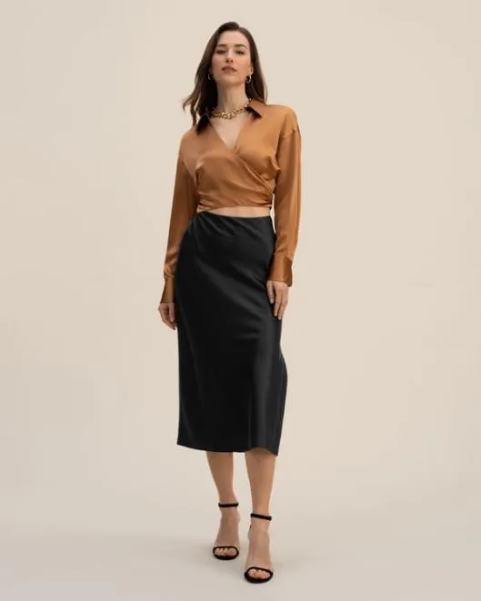 Womenx27s Pure 100 Silk Wrapover Shirt Crop Top Women Blouses Lilysilk Shirts