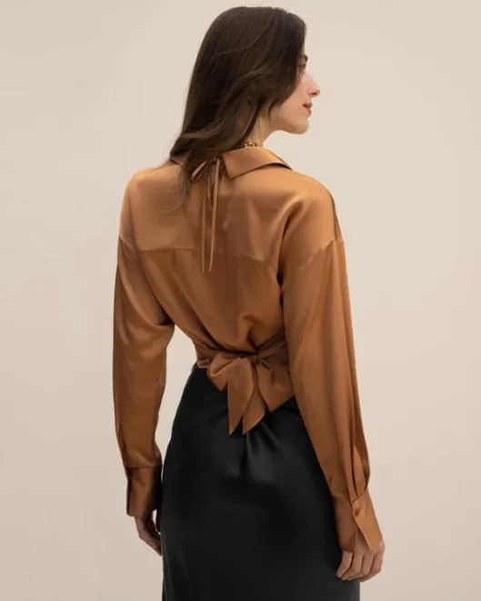 Womenx27s Pure 100 Silk Wrapover Shirt Crop Top Women Blouses Lilysilk Shirts