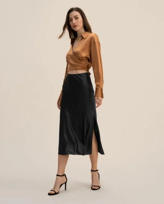 Womenx27s Pure 100 Silk Wrapover Shirt Crop Top Women Blouses Lilysilk Shirts