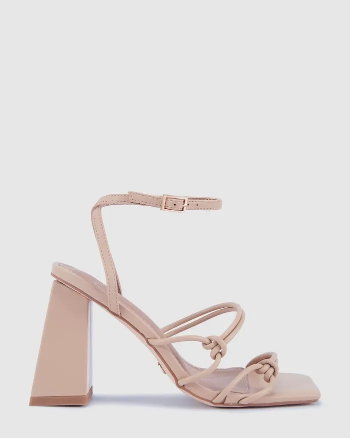 Women ZAIDY Nude Block Heels Party NOVO Shoes