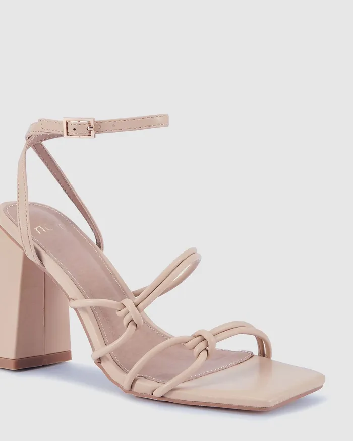 Women ZAIDY Nude Block Heels Party NOVO Shoes