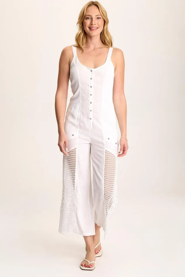 XCVI Anamita LinenCrochet Jumpsuit Women Jumpsuits