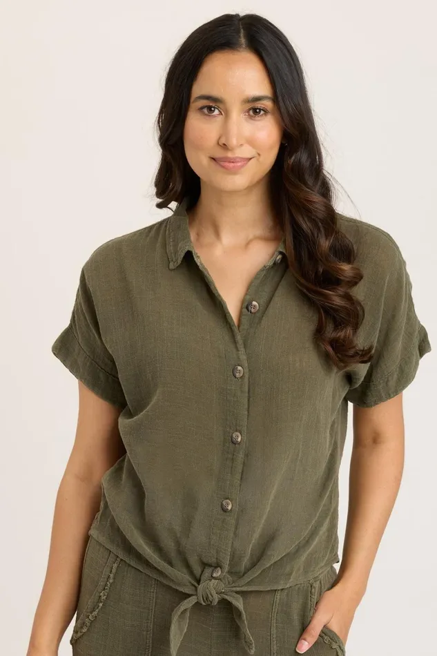 XCVI Gauze Teagan Tie Top Women ShirtsBlouses