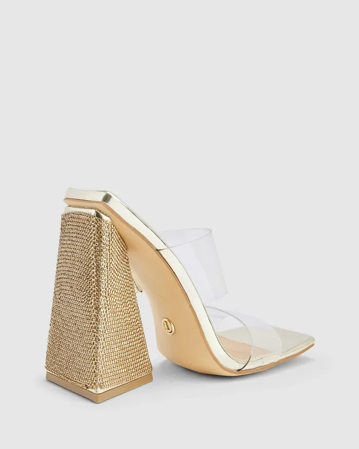 ZENDO GOLD Block Heels Party NOVO Shoes Women