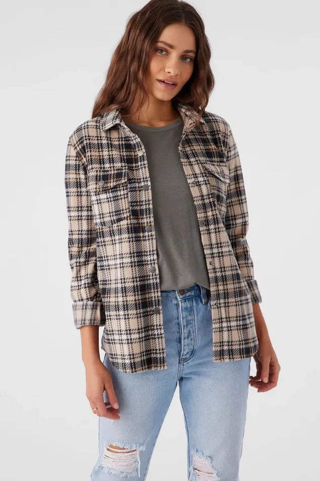 ZUMA SUPERLEECE FLANNEL SHIRT Brown Sugar Women O039NEILL Clothing