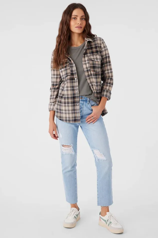 ZUMA SUPERLEECE FLANNEL SHIRT Brown Sugar Women O039NEILL Clothing