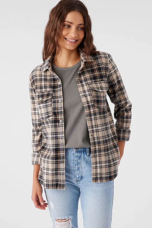 ZUMA SUPERLEECE FLANNEL SHIRT Brown Sugar Women O039NEILL Clothing